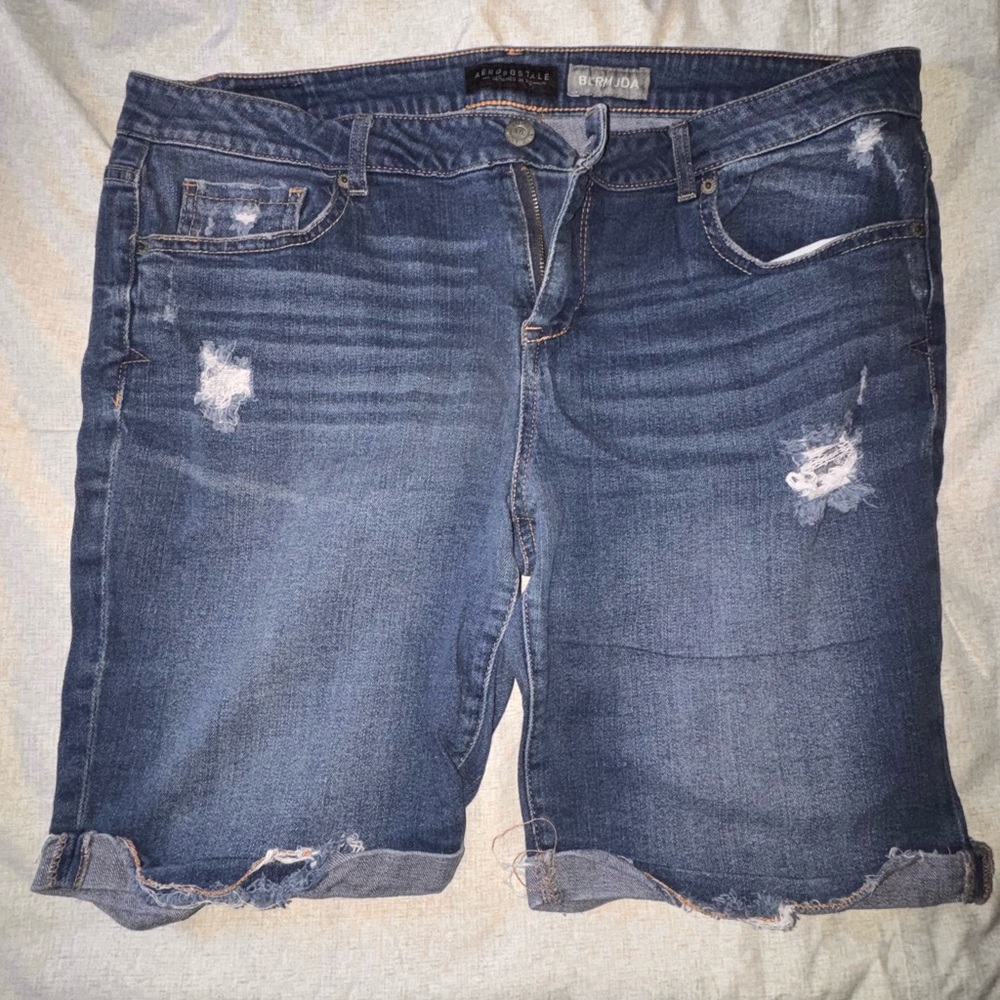 Aeropostale Blue Distressed Women's Shorts